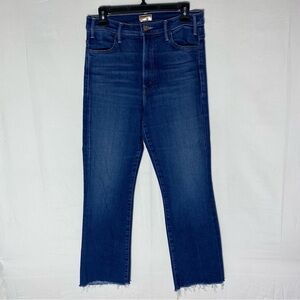 Mother Blue Home Movies Wash The Hustler Ankle Fray Cropped Jeans 29